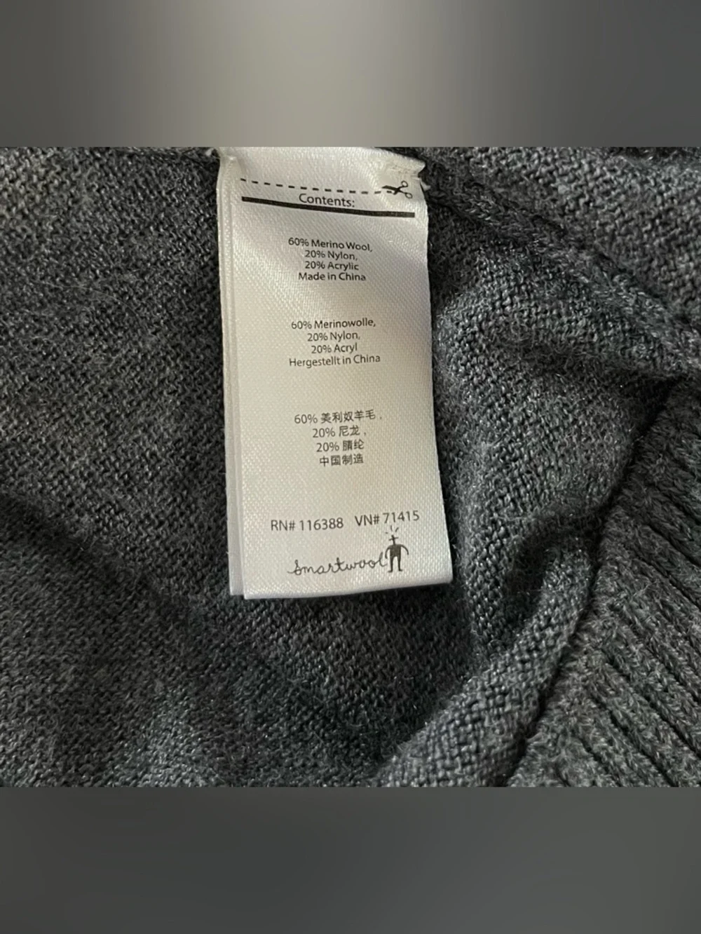 Smartwool‎ Men's Charcoal Gray Half-Zip Merino Sweater Size Large